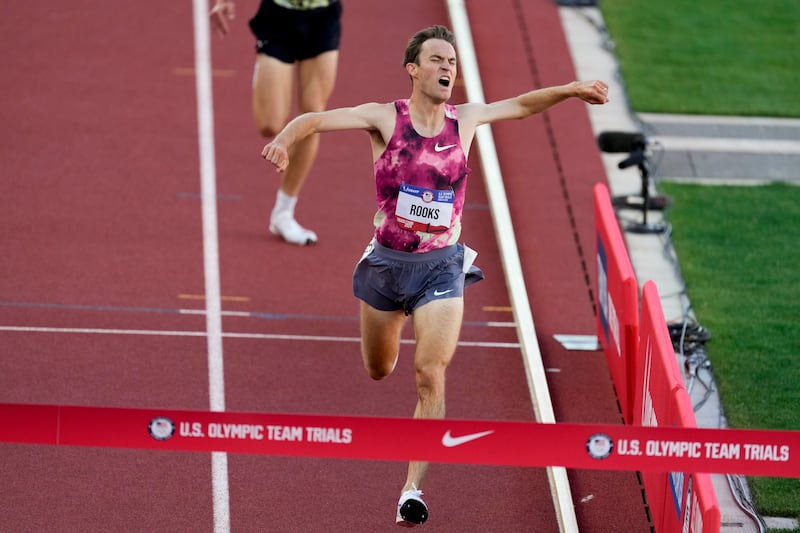 Former BYU steeplechase standout Kenneth Rooks wins the men's 3,000-meter steeplechase final during the U.S. Track and Field Olympic Team Trials Sunday, June 23, 2024, in Eugene, Ore.