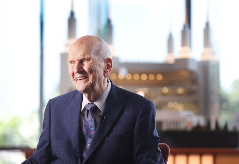 President Russell M. Nelson is interviewed before the Washington D.C. Temple rededication in South Kensington, Md.