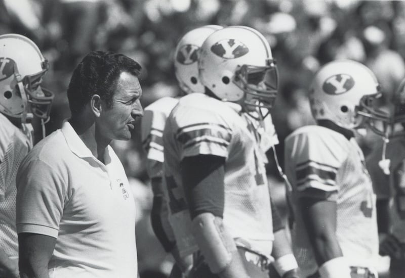Former BYU defensive coordinator Ken Schmidt on the sidelines during his coaching days. The longtime Cougars assistant died Monday, July 29, 2024.