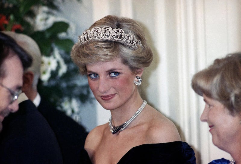 Princess Diana is pictured during a reception given by the West German President Richard von Weizsacker in Bonn, Germany.