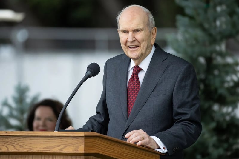 President Russell M. Nelson of The Church of Jesus Christ of Latter-day Saints speaks at the groundbreaking ceremony for the Ephraim Utah Temple in Ephraim on Saturday, Aug. 27, 2022.