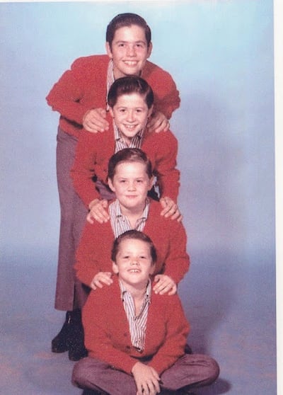 The Osmond Brothers as boys: Alan, top, Wayne, Merrill, Jay.