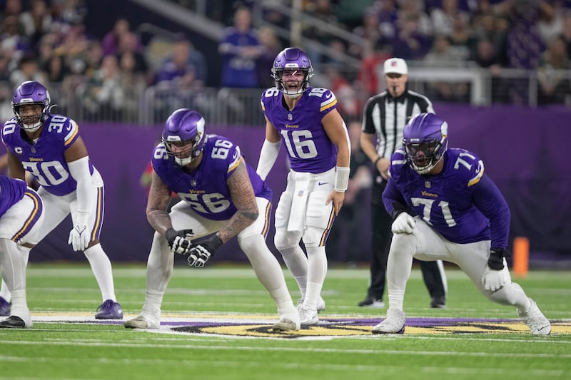 Minnesota Vikings Jaren Hall during an NFL game, Sunday, Dec. 31, 2023 in Minneapolis.