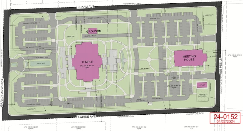 A rendering of the Lone Mountain Nevada Temple site from plans submitted to the Las Vegas City Council.
