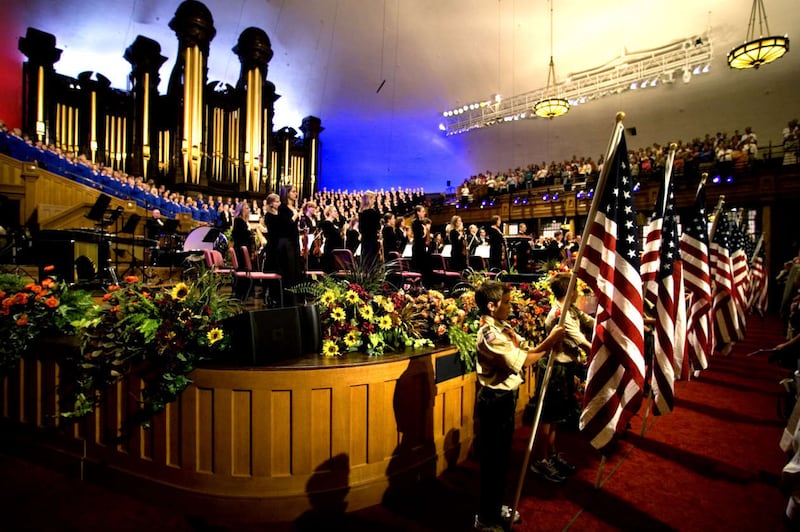 The Boy Scouts perform the flag ceremony during the celebration of the 222nd anniversary of the signing of the United States Constitution at Tabernacle on Temple Square, Salt Lake City, Utah Friday, Sept., 18, 2009. Chen Wang, Deseret News